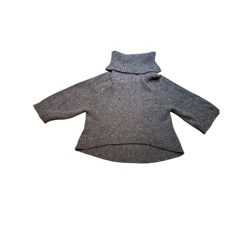 Theory Wool Cashmere Blend Turtleneck Sweater Poncho‎ Gray Short Sleeve Women S